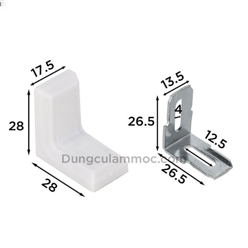 Ke góc vuông nhựa mini - Bộ 4 cái - màu trắng
