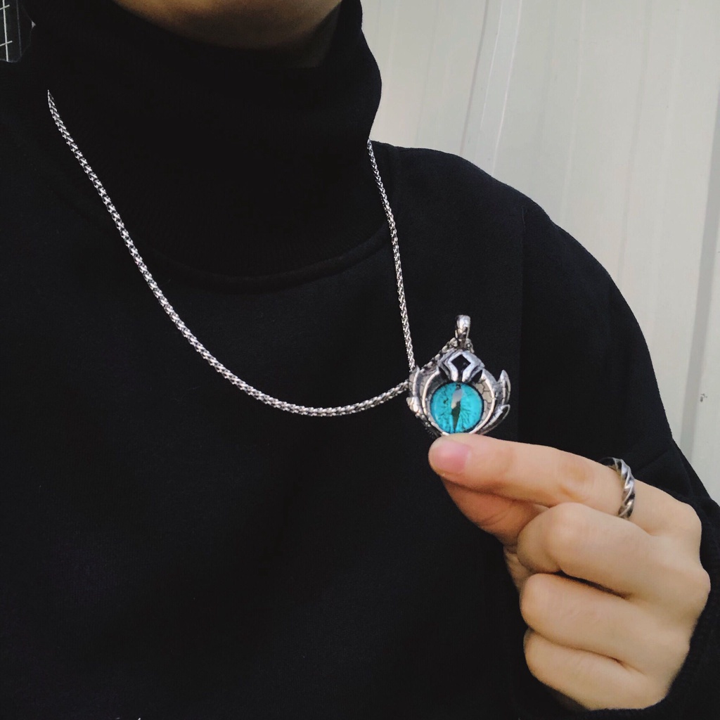 🌸Vòng cổ Bạc Mặt Hình Mắt Quỷ ​Màu Xanh ​Dương 202
