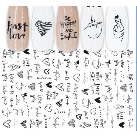 sticker tim trang trí nail