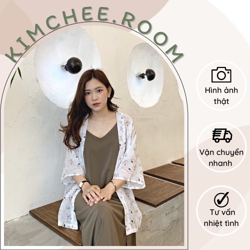 Áo khoác kimono đi biển hoa nhí