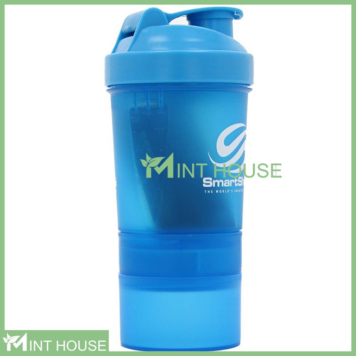 Bình lắc tập gym bình nước thể thao smart shake 3 ngăn 400ml