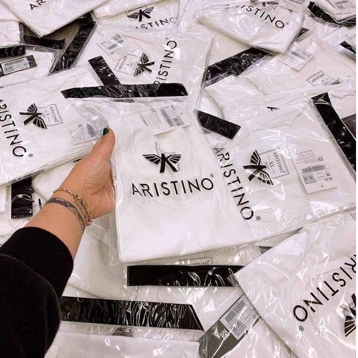 Áo Thun Nam Có tay ARISTINO AC22 áo lót basic màu trắng cổ tròn cotton cao cấp mềm mát thấm hút mồ hôi