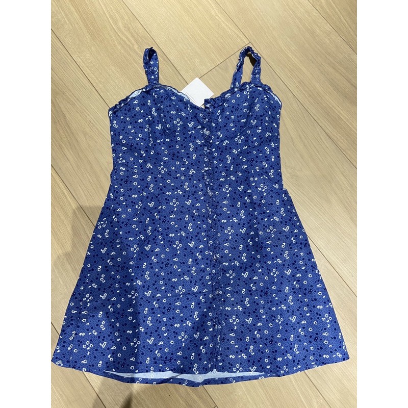 Đầm minidress hoa nhí xanh tím