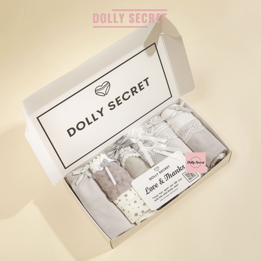 Hộp 6 quần lót nữ có nơ ren cực gợi cảm cao cấp tính năng nâng mông ERA DOLLY SECRET QL031