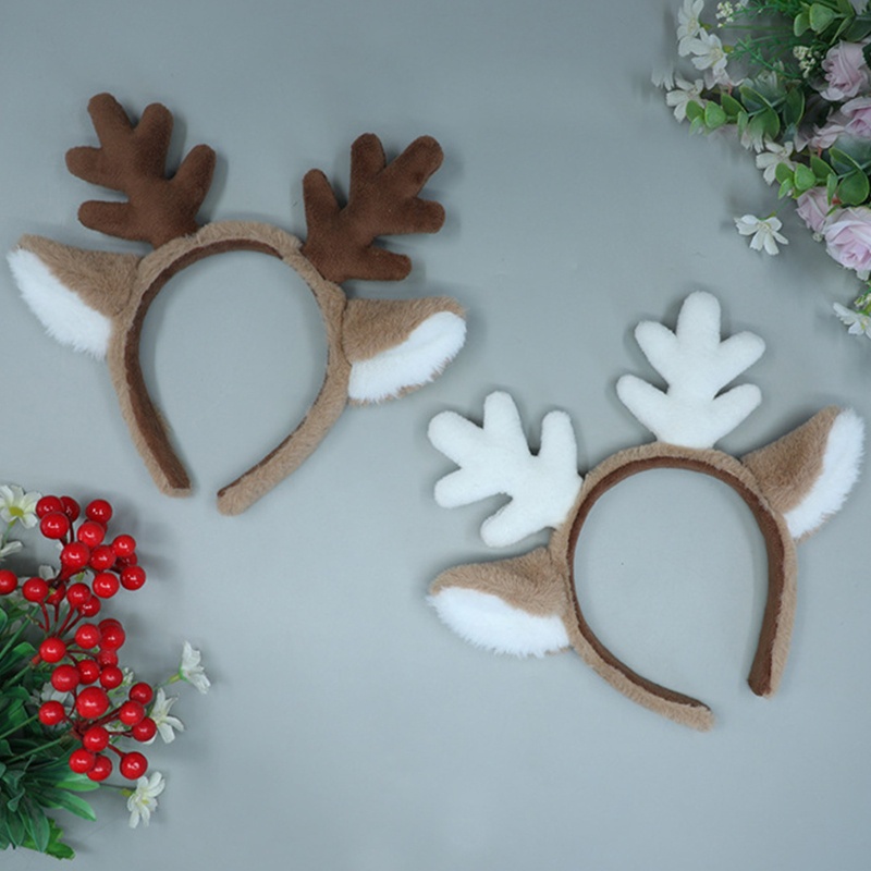 Băng Đô Cài Tóc Đính Lông Giả Hình Tuần Lộc Dễ Thương