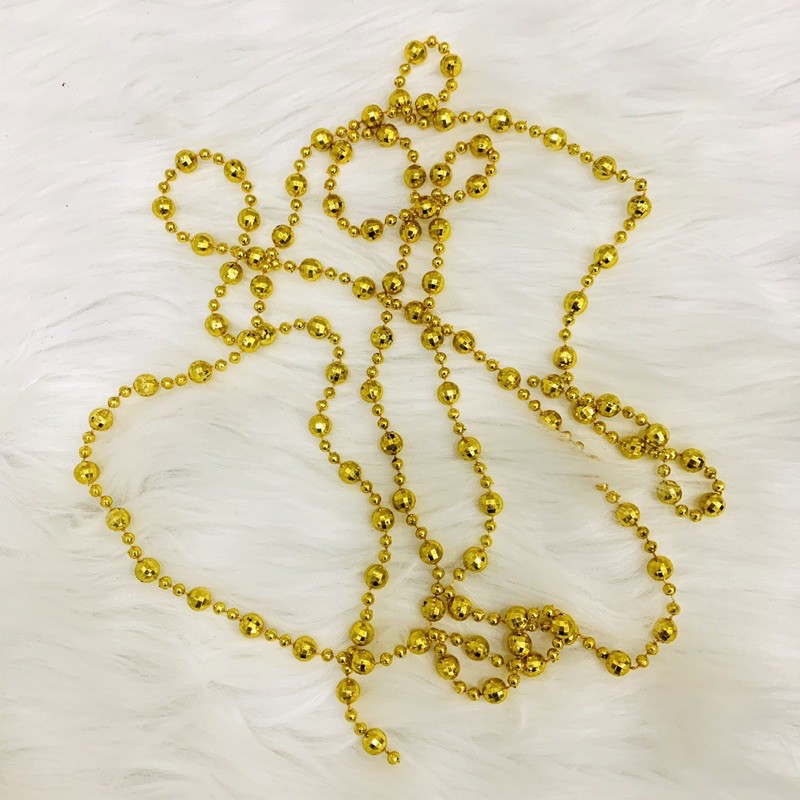 Combo 10 mét dây Chuỗi hạt tròn vàng , dây treo thay thế dây kim tuyến - phụ kiện trang trí cây thông Noel - giáng sinh