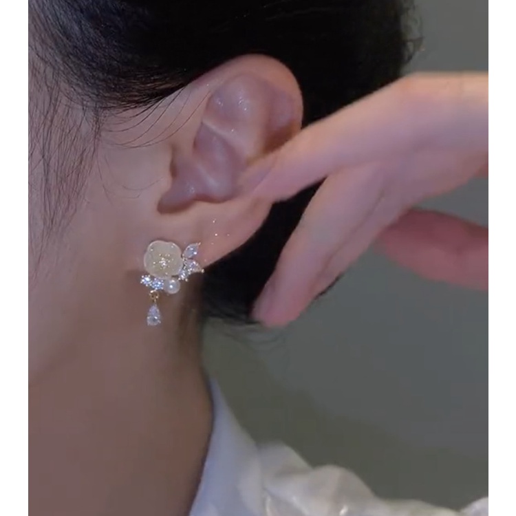 Bông Tai Hình Hoa Đính Đá Zircon Phong Cách Thời Trang Chất Lượng Cao 2022