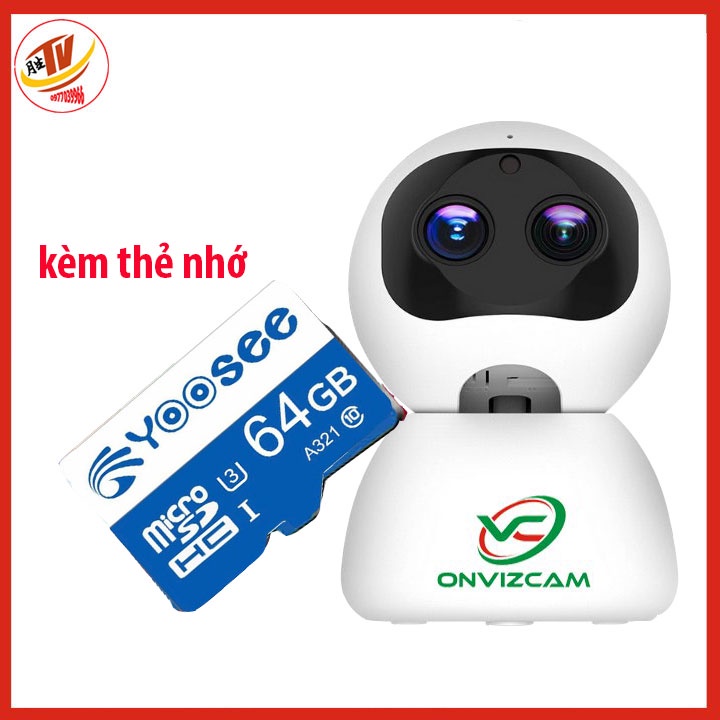 [kèm thẻ 32gb 64gb] Camera wifi trong nhà CareCam onvizcam ptz zoom 4x, đàm thoại 2 chiều, xoay 360 độ siêu nét