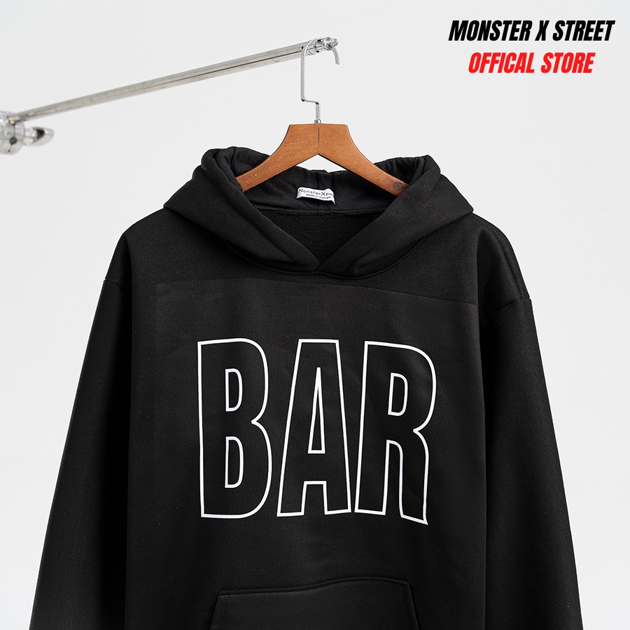 Áo hoodie nỉ bông Monster X Street BAR nam nữ form rộng thu đông Local Brand