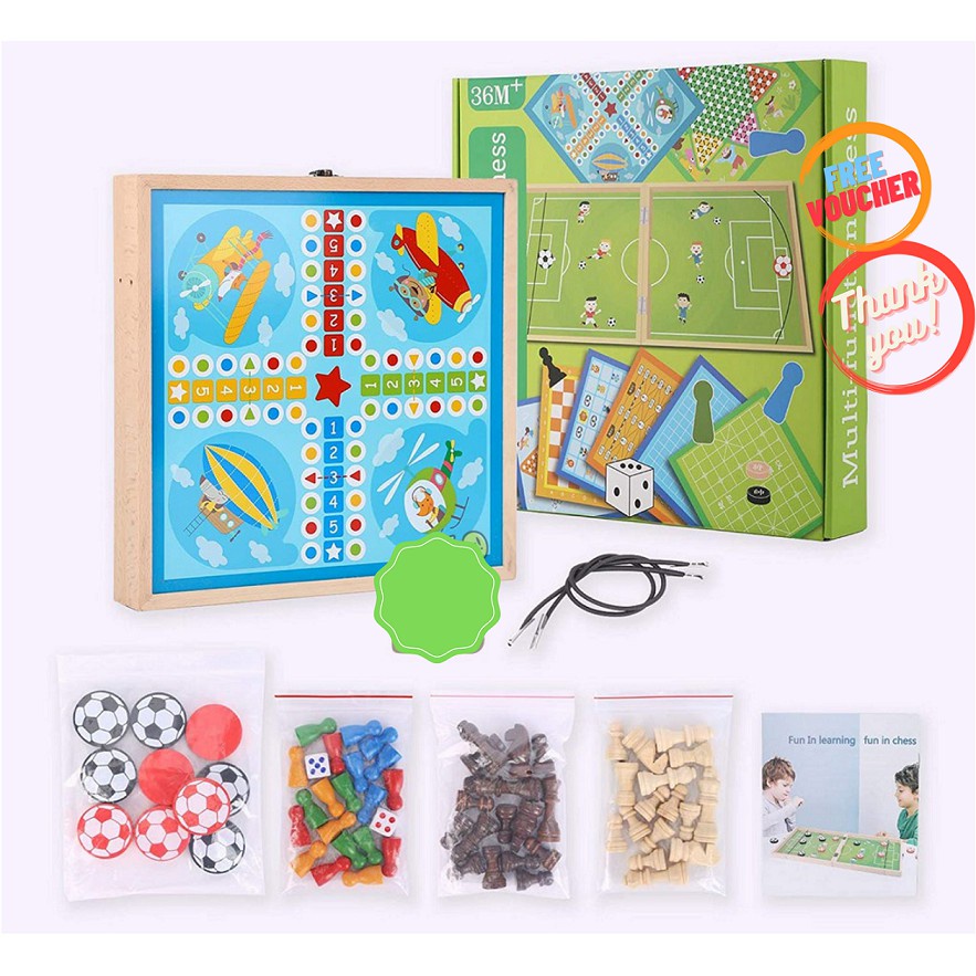 Bộ Cờ 3in1: Cờ Vua , Cá Ngựa và Búng Giúp Bé Vừa Học và Chơi Thỏa Thích