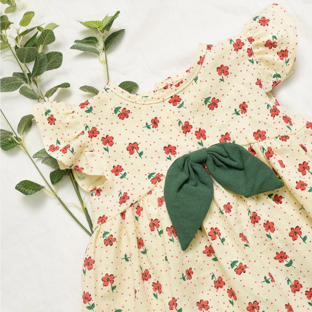 Set đồ đũi sần nơ bản to dễ thương cho bé gái thoáng mát, thấm hút mồ hôi, mỏng nhẹ, dễ chịu thoải mái Caibaby_store