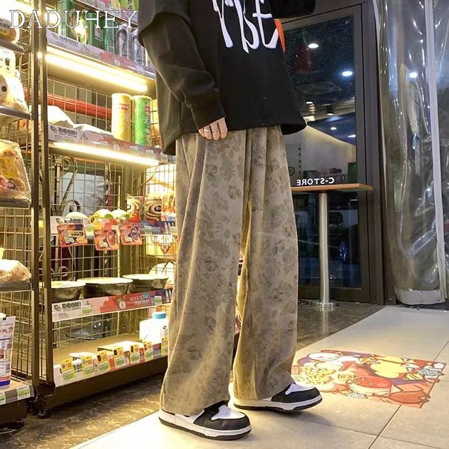 DaDuHey Men's Autumn Loose Korean Style Trendy All-Matching Straight Pants Trendy Trendy Full Printed Sports Casual Pants