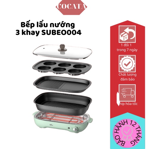 [Hàng Sẵn] Nồi Lẩu Nướng 3 Khay Đa Năng Có Thể Tháo Rời BEAR DHG -C40D5 - Bếp Nướng Điện 3 Trong 1 - BH 12 Tháng