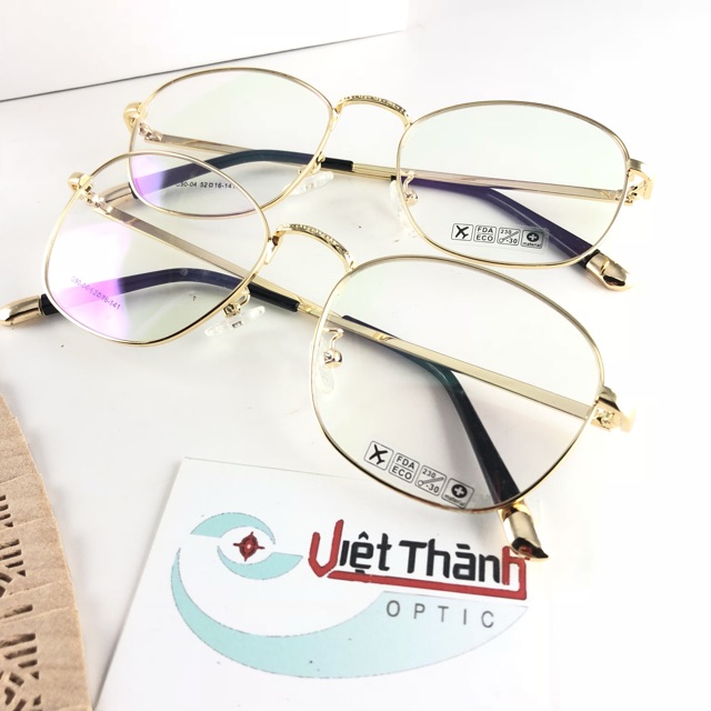 Gọng kính cận kim loại mạnh kiểu dáng vintage cổ điển retro thời trang nhận làm cận viễn loạn theo yêu cầu