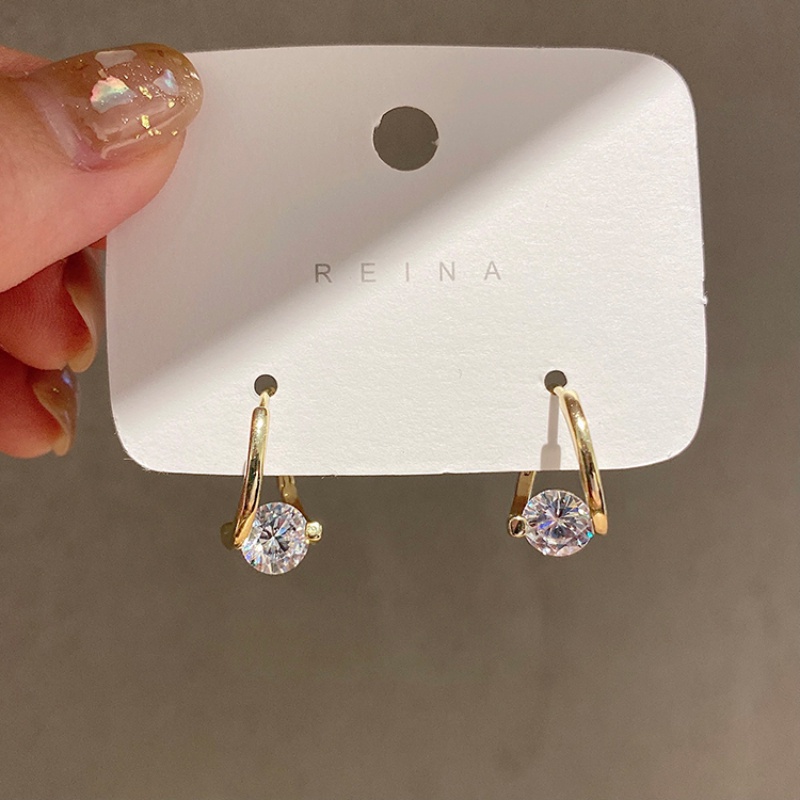 Bông Tai Tam Giác Đính Đá zircon Lấp Lánh Phong Cách Hàn Quốc Cho Nữ