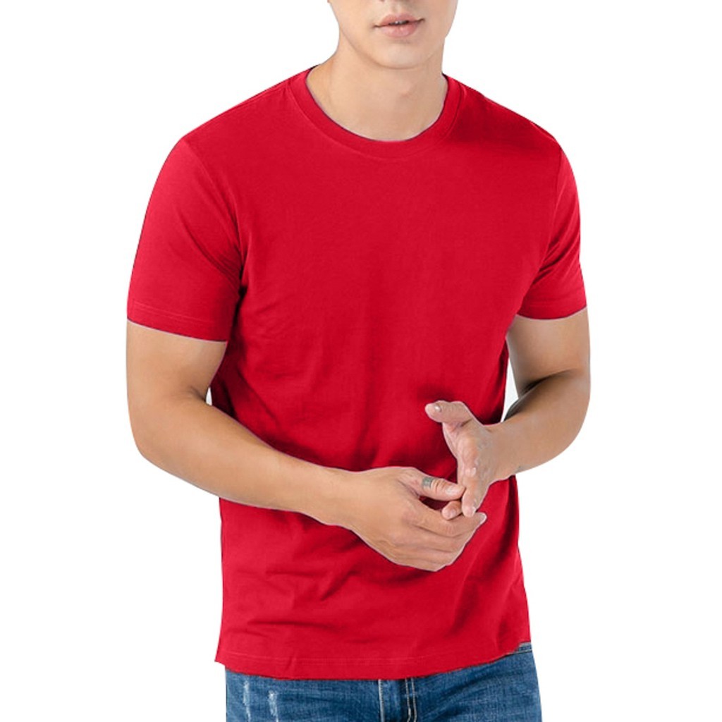 ÁO THUN TRƠN CỔ TRÒN MÀU ĐỎ TƯƠI TAY NGẮN NAM NỮ ( CÓ CẢ SIZE EM BÉ ) S46-12