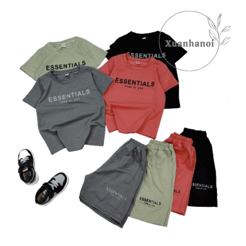 Bộ chữ essentials cotton nhiều mầu cho bé trai bé gái size nhỡ 14-30kg XHN890