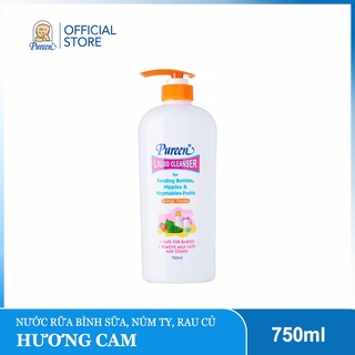 Nước rửa bình sữa, núm ty & rau củ Pureen hương Cam