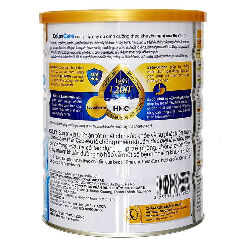 [Quét mã tích điểm] Sữa Non ColosCare 1+ 800g 1200igG 800g [Date 2024]