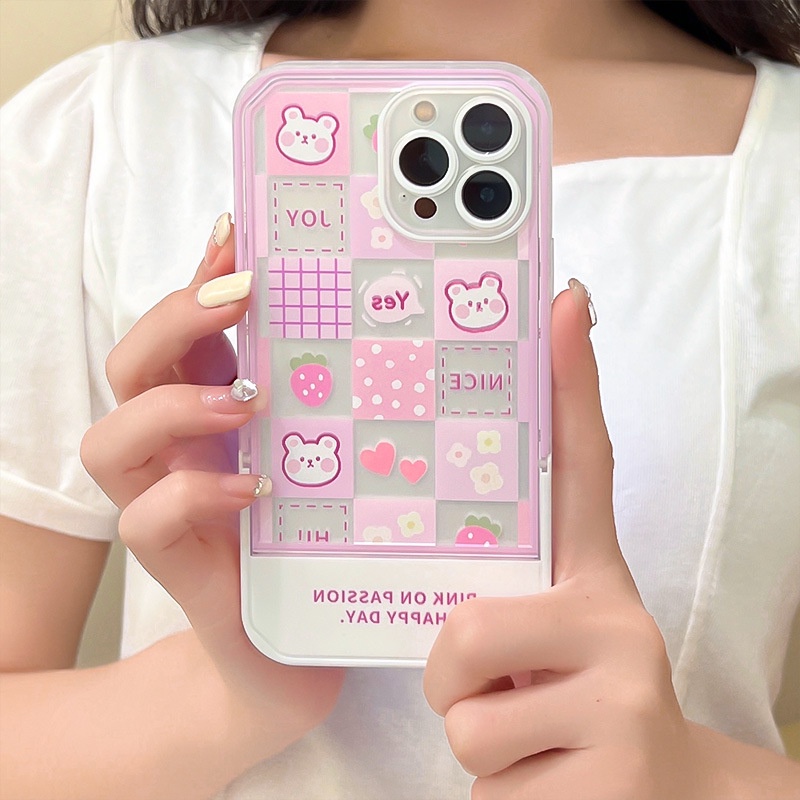 Ốp lưng iphone Ốp Điện Thoại Kèm Giá Đỡ Tàng Hình Họa Tiết Hoạt Hình Dễ Thương Cho iphone13Pro 11 / 12Promax xs / xr Dinuo case