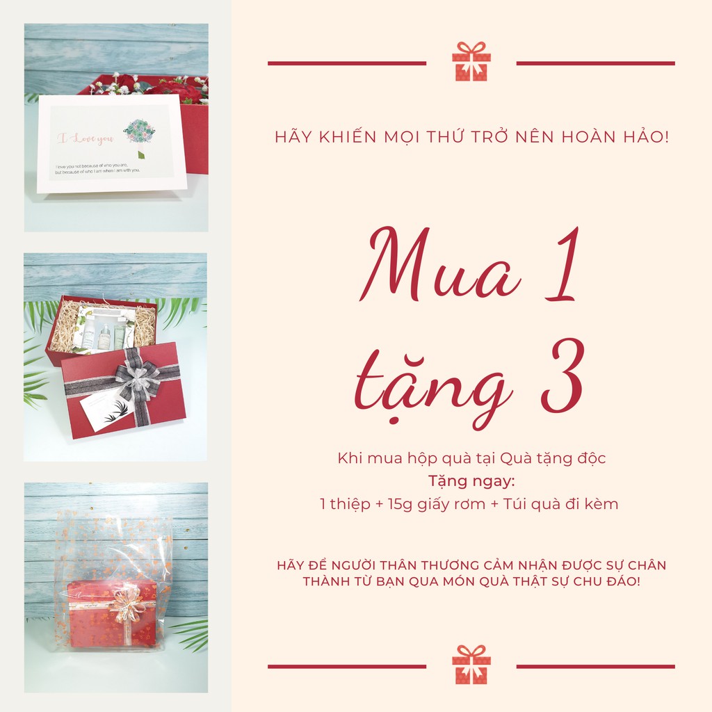 Hộp đựng quà lớn, hộp đựng quà tặng đẹp màu kem - HQ03