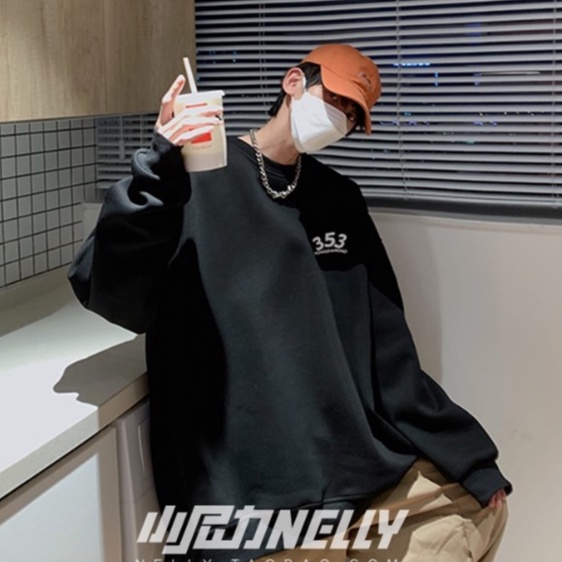 Áo sweater nam form rộng oversize thời trang ulzzag unisex, Áo nỉ sweater nam thu đông cổ tròn chữ nổi bigsize học sinh