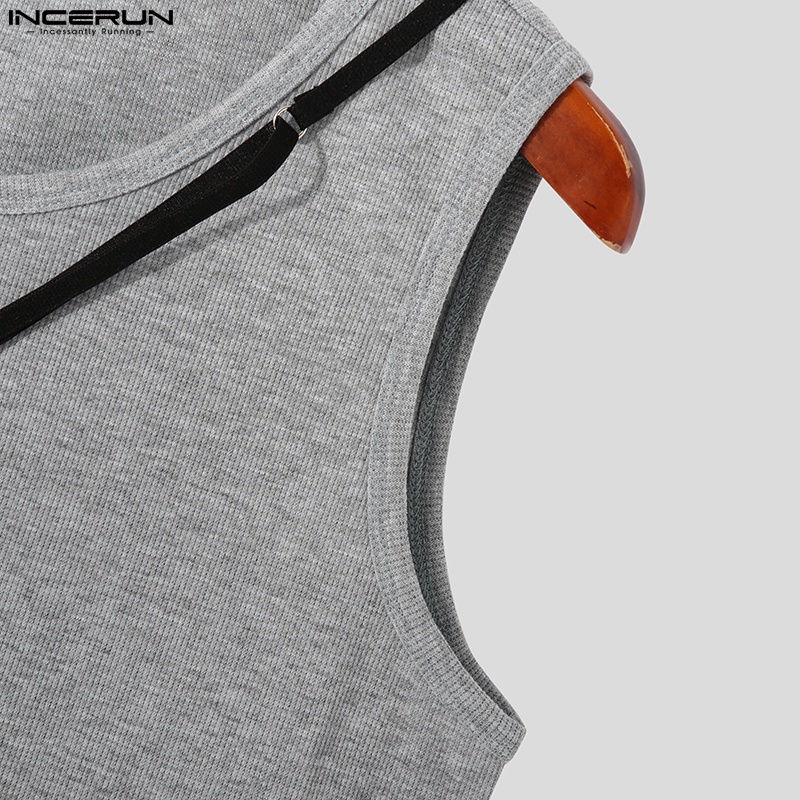 Áo ba lỗ Incerun dệt kim cổ tròn không tay size S-5XL dành cho nam