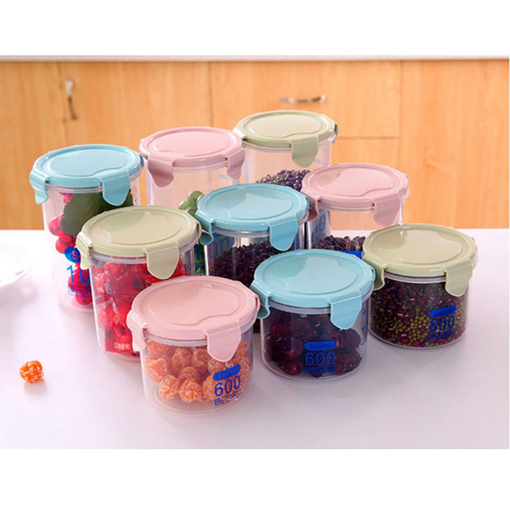 Hộp Nhựa G1 Tròn - Đựng Thực Phẩm Khô - Ngũ Cốc - Chia Vạch Chia Định Mức - Nắp Hít Chân Không