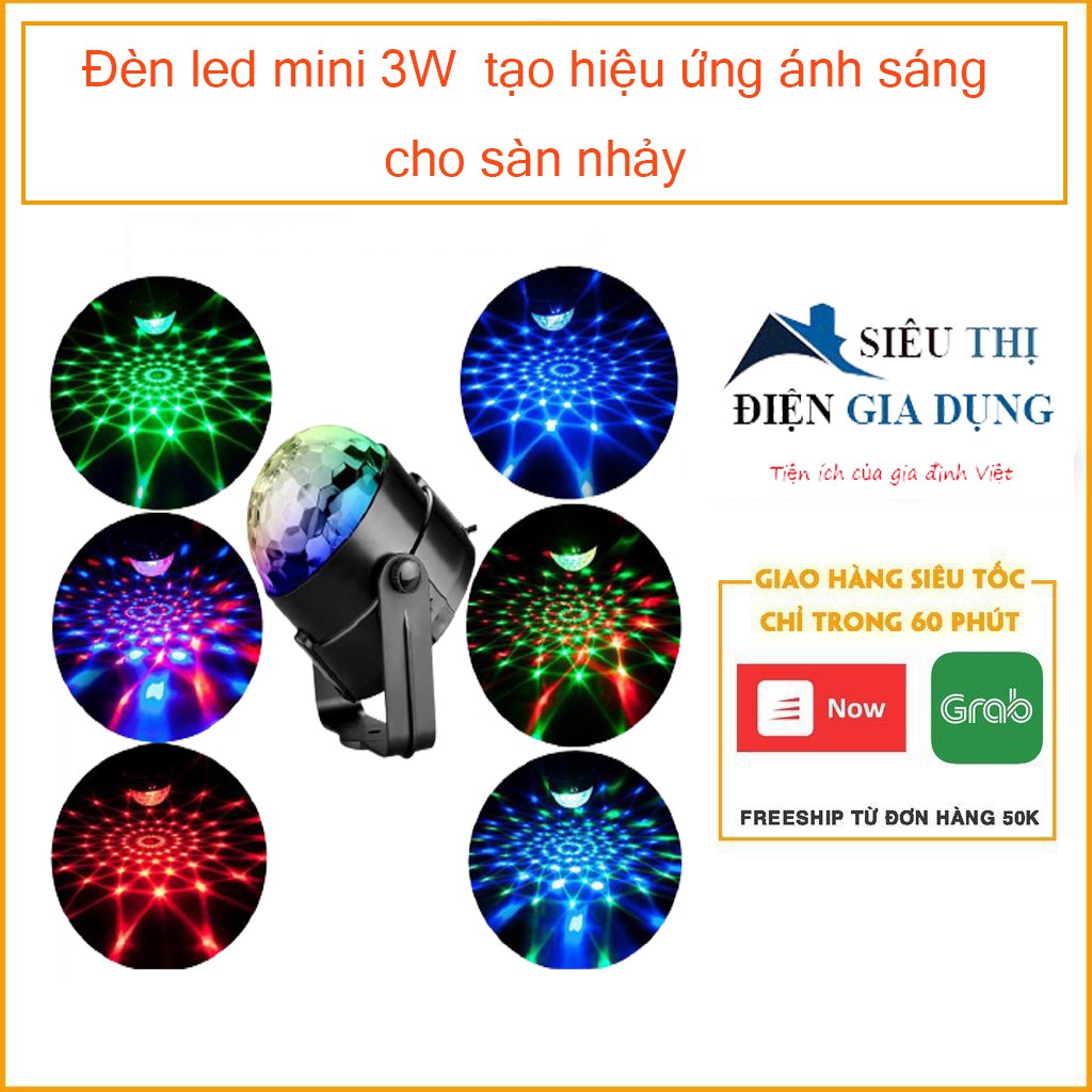 Đèn led mini 3W  tạo hiệu ứng ánh sáng cho sàn nhảy - party- karaoke -cảm ứng ánh sáng DJ xoay