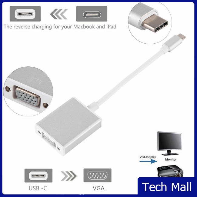 USB 3.1 Type C to VGA Adapter USB-C Male to VGA 1080p Female Converter