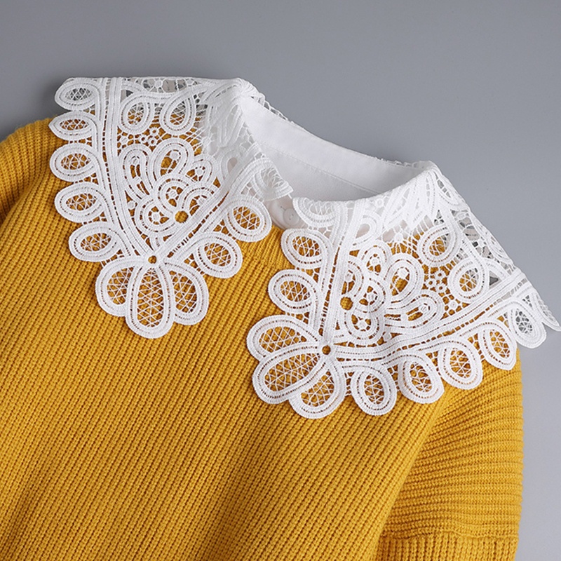 Bộ 2 Cổ Áo Ren Rỗng Lớn Kèm Ống Tay Giả Thời Trang Cho Nữ