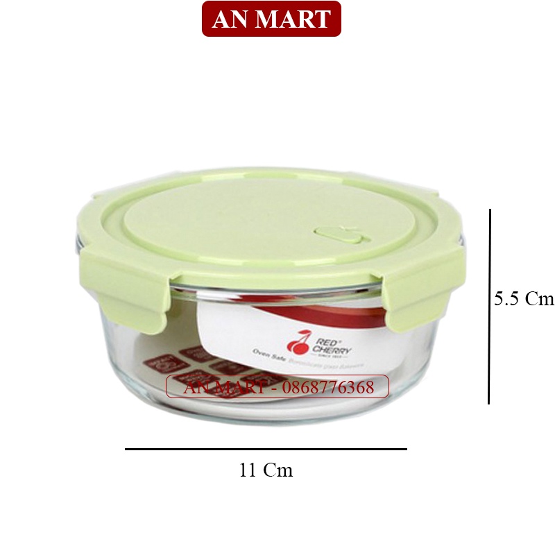 Hộp Đựng Thức Ăn Tròn - Hộp Cơm Thủy Tinh Văn Phòng Có thể Sử Dụng Quay Trong Lò Vi Sóng 400ml