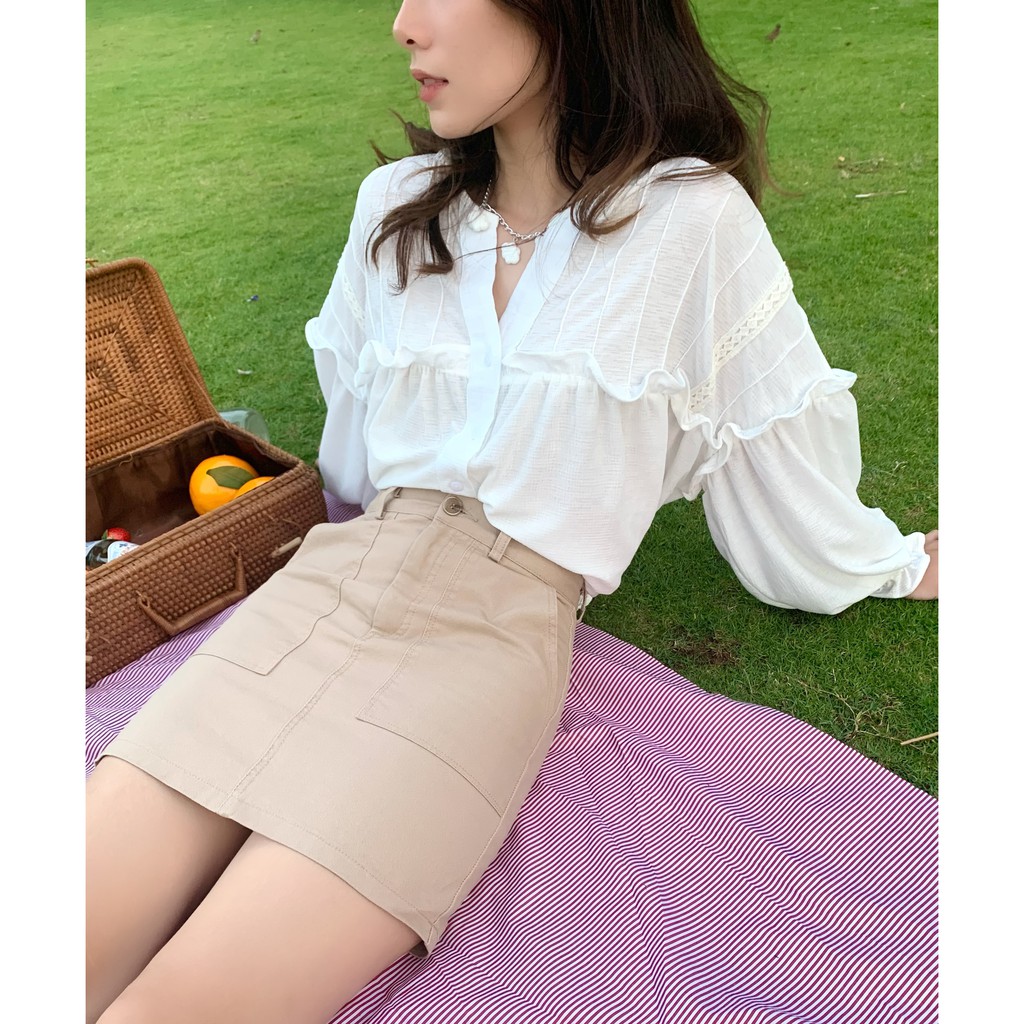 [ Miều ] Áo kiểu baby doll tay dài Lemina Top