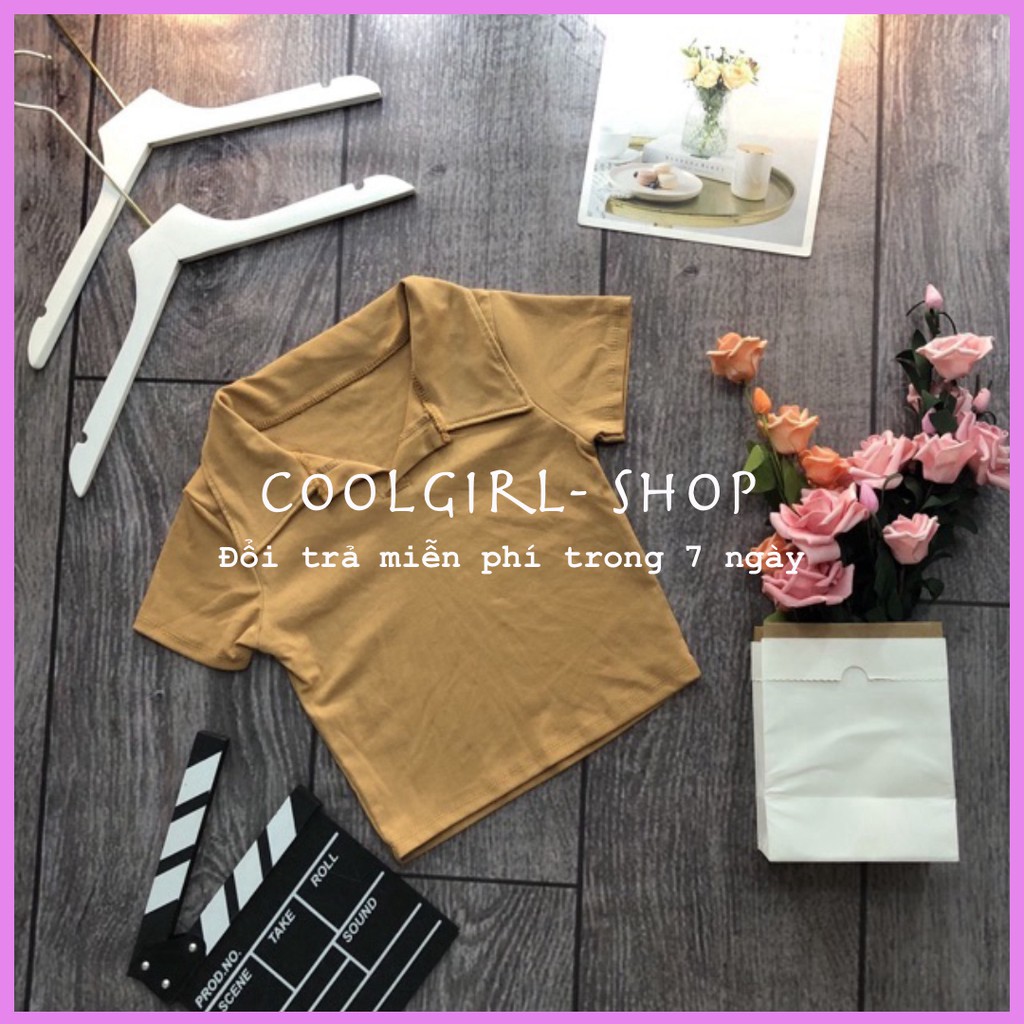 Áo croptop POLO trơn cổ bẻ hàng cao cấp | BigBuy360 - bigbuy360.vn