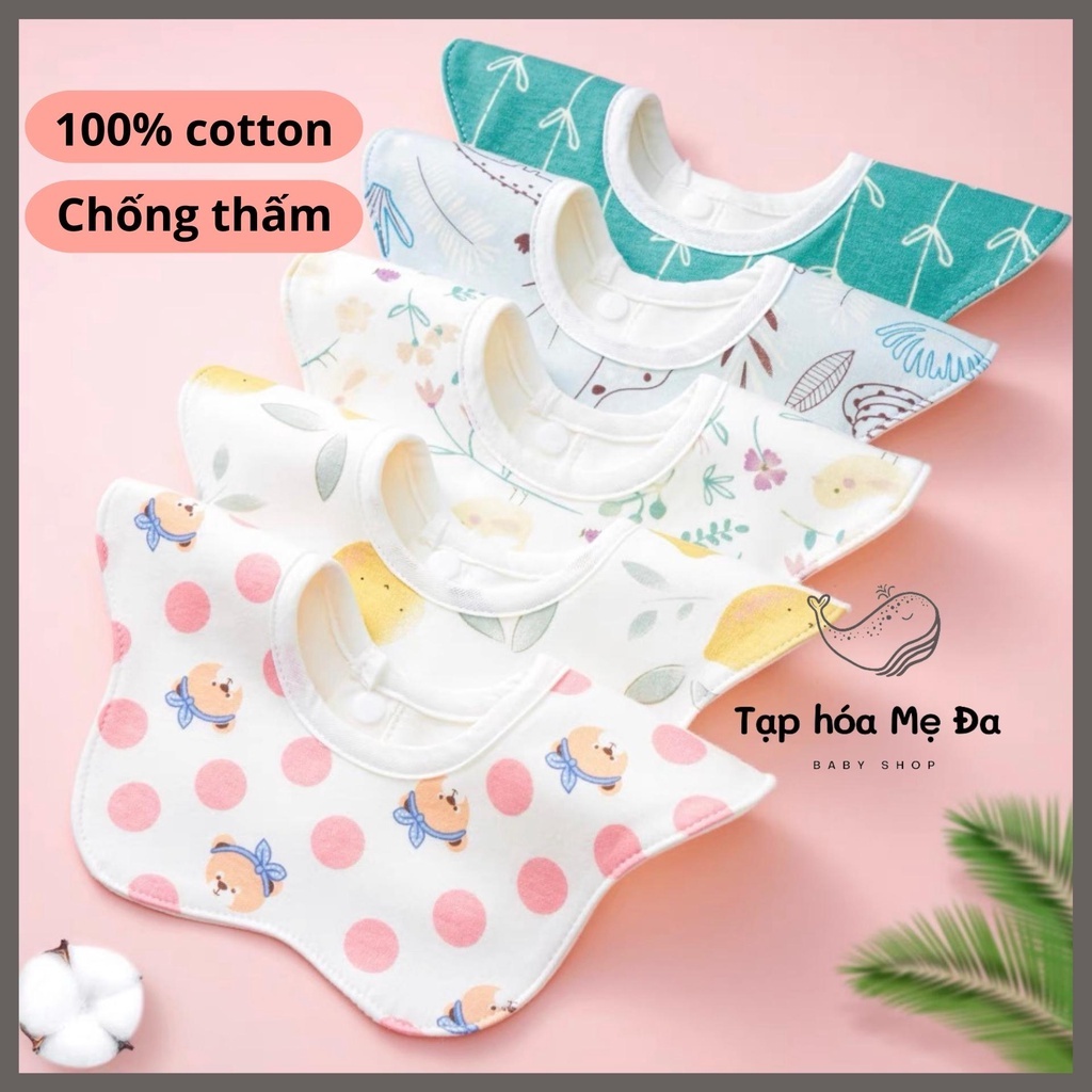 Bộ 3 yếm tròn xoay 360 độ 100% cotton chống thấm cho bé an toàn mềm mại không hầm bí nhiều mẫu họa tiết dễ thương