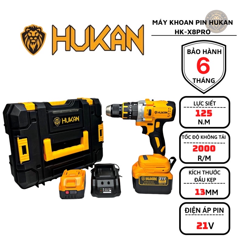 Máy Khoan Pin Hukan HK-X8 PRO 3 Chức Năng Tặng Kèm Túi Đựng