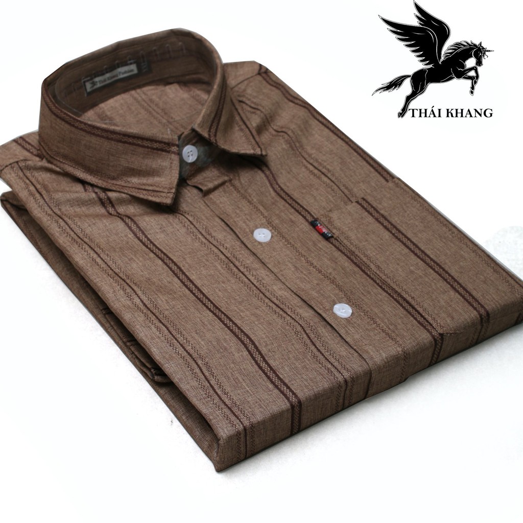 [Mã FAMAYMA2 giảm 10K đơn 50K] áo sơ mi nam trung niên ngắn tay vải đũi sọc dọc size từ 50- 85kg | BigBuy360 - bigbuy360.vn