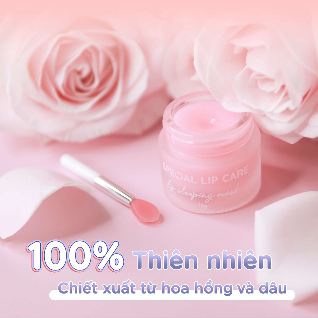 [Mã LTBAUAB9 giảm 7% đơn 99K] [Căng Mọng Hồng Môi] Mặt nạ ngủ ủ dưỡng hồng môi chiết xuất hoa hồng GUO 10gr