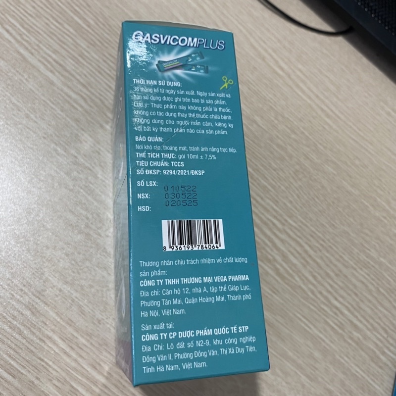 Gel dạ dày GASVICOMPLUS Chè dây - Hỗ trợ giảm đau dạ dày, trào ngược dạ dày, Loét dạ dày tá tràng - Gasvitcom Hộp 24 gói
