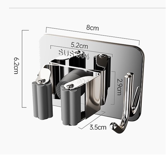 Móc dán tường HL, kẹp giữ cây lau nhà, treo chổi chịu lực 10kg