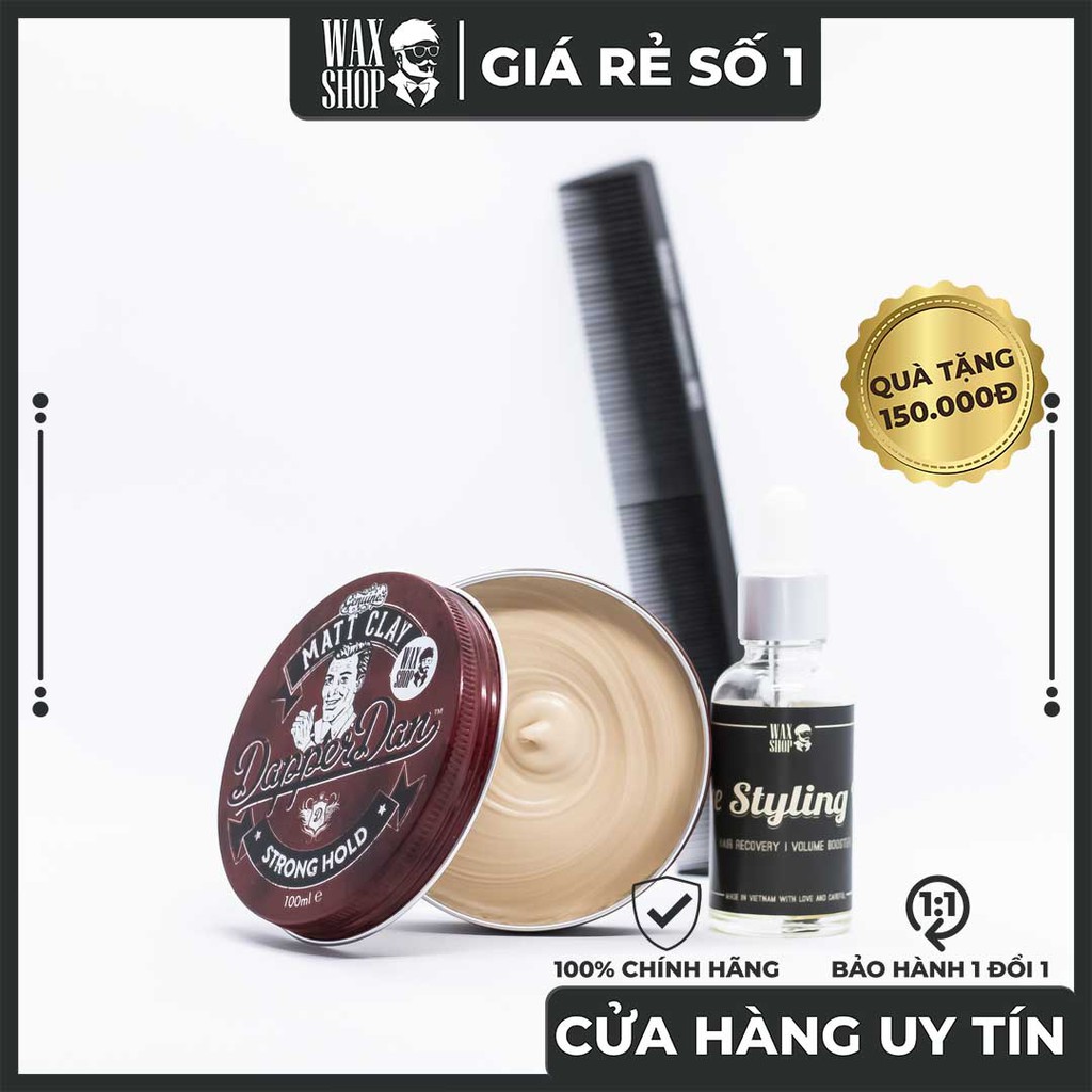 Sáp Vuốt Tóc Dapper Dan Matt Clay ⚡ [Chính Hãng] ⚡ Siêu Giữ Nếp Tóc tới 24 Tiếng, Tặng Kèm Pre-Styling Oil và Lược Sấy