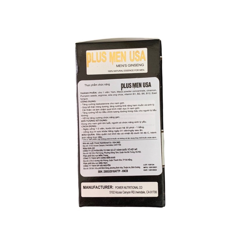 Viên uống PLUS MEN USA- tăng cường sinh lý nam hiệu quả- nhập khẩu chính hãng Mỹ