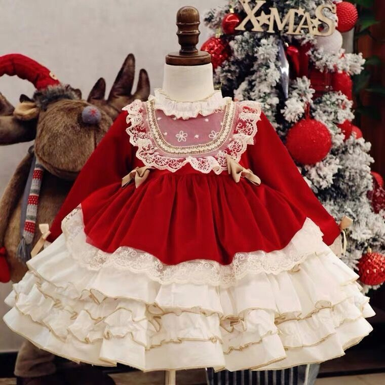 Đầm Công Chúa Phối Ren Xếp Tầng Phong Cách Lolita Cho Bé Gái Dịp Giáng Sinh / Năm Mới | BigBuy360 - bigbuy360.vn
