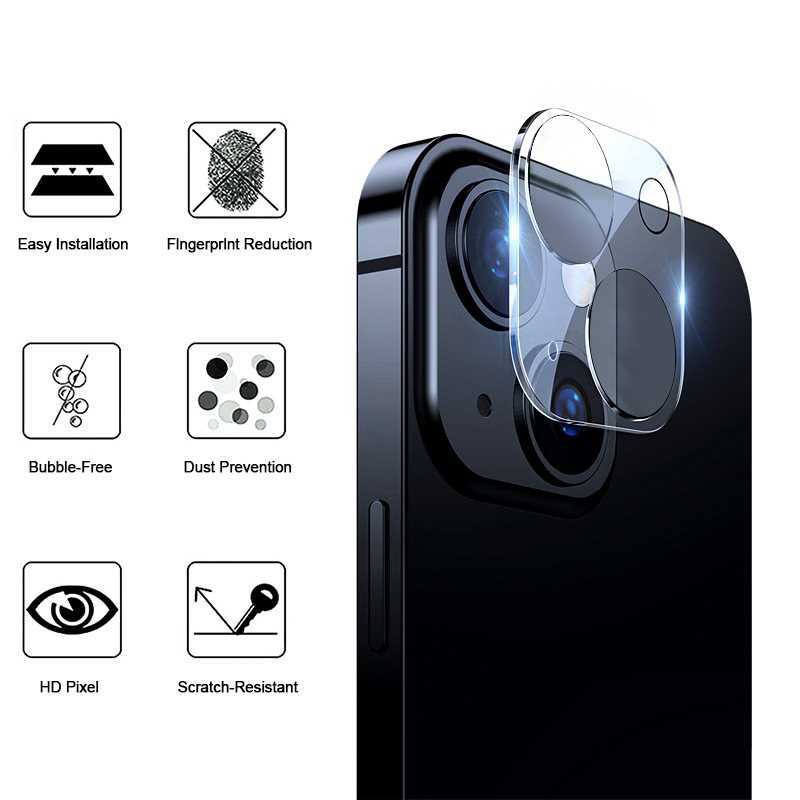 Cường Lực Bảo Vệ Camera ịP 13, 13Mini, 13Pro, 13Pro Max, Bảo Vệ Full Cụm Camera - Tặng Kèm Bộ Khăn Lau