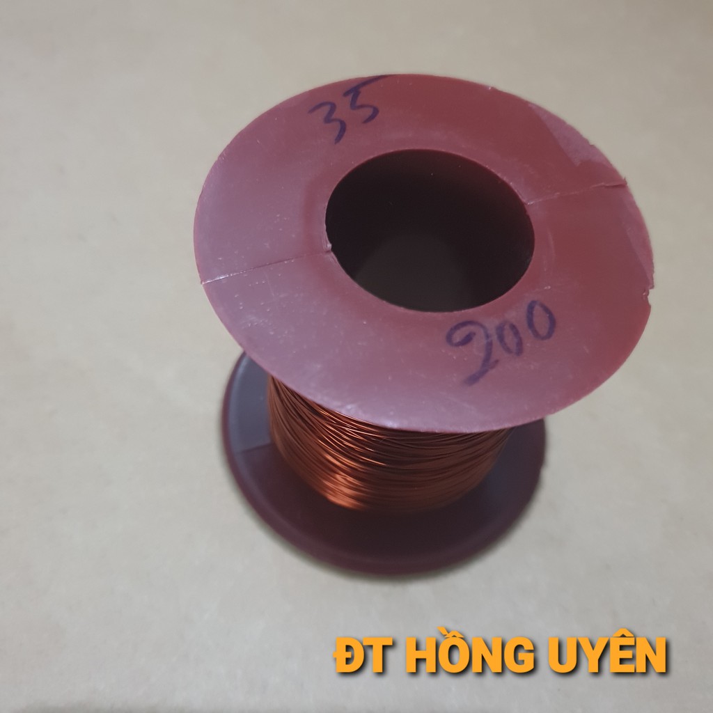 (0.35mm-200g)  DÂY ĐỒNG QUẤN BIẾN ÁP. DÂY ĐỒNG 0.35mm BỌC EMAY CÁCH ĐIỆN, CHỊU NHIỆT ĐỘ CAO, DÒNG TẢI CAO