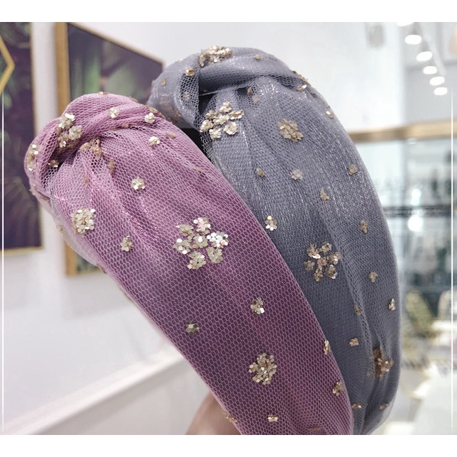 Băng đô cài tóc vải lưới đính đá phong cách Hàn Quốc thanh lịch dành cho nữ