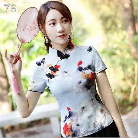 mới và cải tiến retro Tang suit sườn xám hàng đầu nữ phong cách Trung Quốc cỡ lớn văn học và nghệ thuật thời trang phong