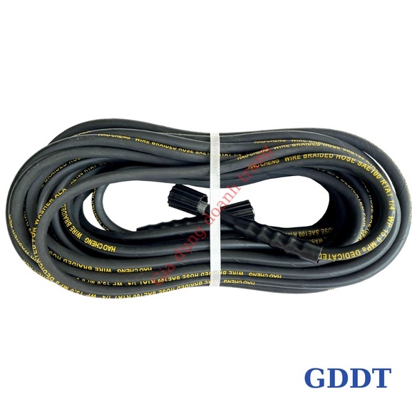 Dây rửa xe áp lực cao lõi thép 20m ren 2 đầu 22mm cho máy rửa xe áp lực cao