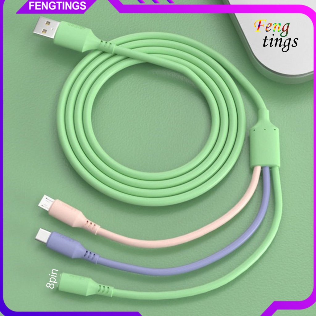Dây cáp sạc nhanh 3 trong 1 1.2m cổng 8 pin Type-C micro USB thích hợp cho ĐT táo