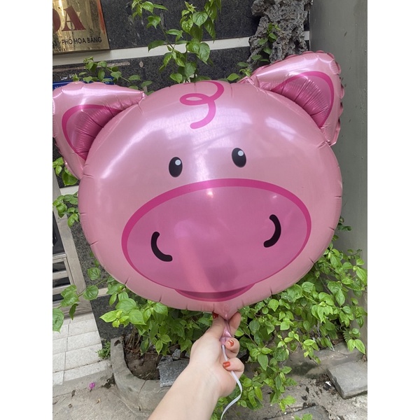 Bóng hình đầu heo/lợn màu hồng, bóng sinh nhật hình lợn siêu to